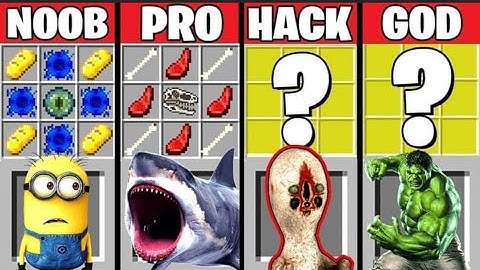 Minecraft battle shark & scp-173 crafting challenge noop vs pro vs hacker vs god_ animation