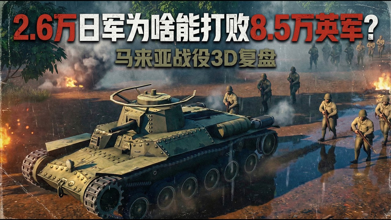 2.6万日军为啥能打败8.5万英军？马来亚战役3D复盘