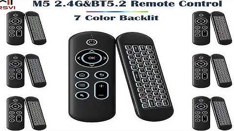 New M5 2.4G&BT5.2 Remote Control 7 Color Backlit Wireless Air Mouse Keyboard Android TV Bo