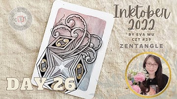 Day 26 Inktober 2022 Zentangle pattern #FELIZ #mooka 禪繞畫 #1859 by Eva Wu ゼンタングル ATC tile