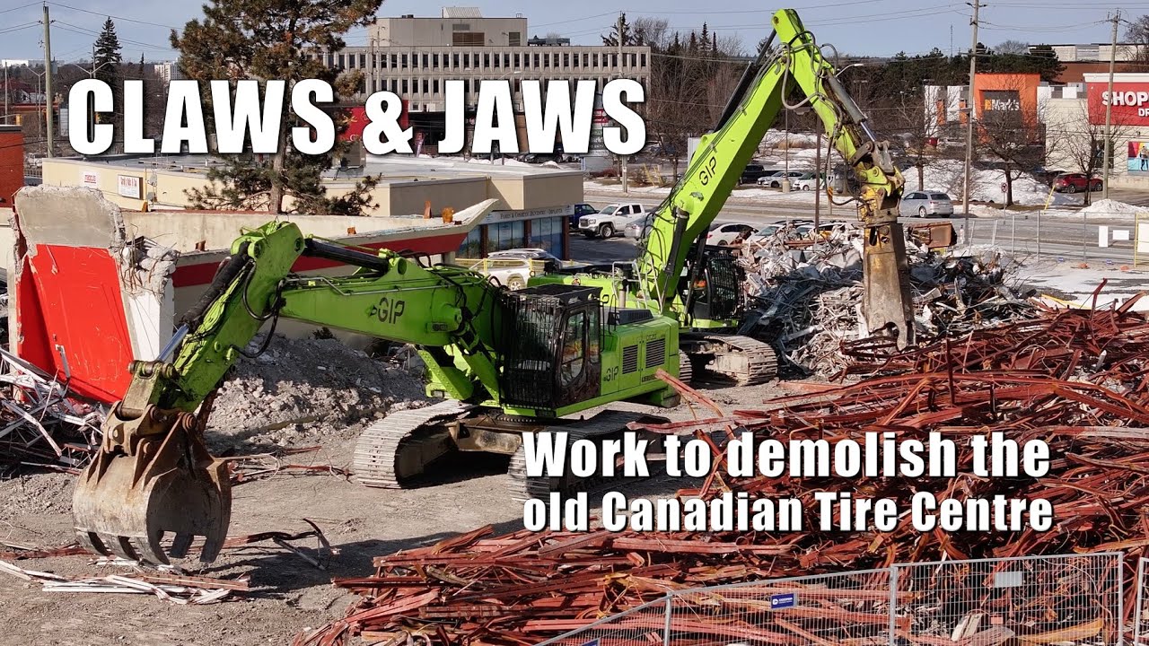 Claws and Jaws - a review of demolition work at the old Canadian Tire Centre on Princess St  4K