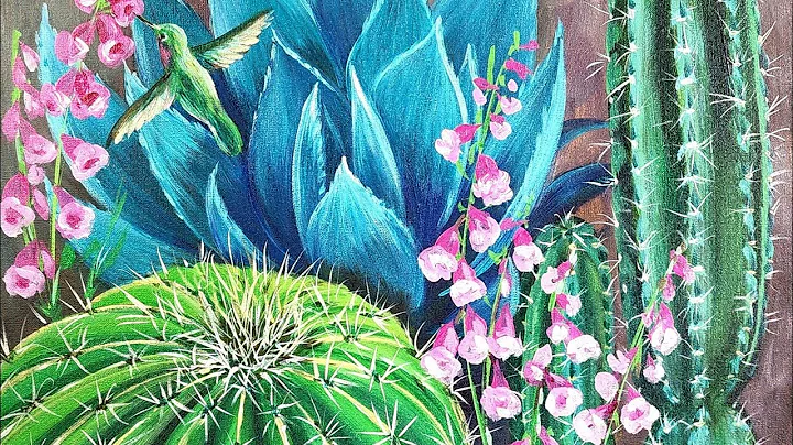 Cactus Humingbird Acrylic Painting LIVE Tutorial