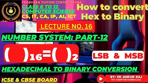 HEX OR HEXADECIMAL TO BINARY CONVERSION |CBSE-ICSE-CLASS 6-12-CS |DIGITAL ELECTRONIC | NUMBER SYSTEM
