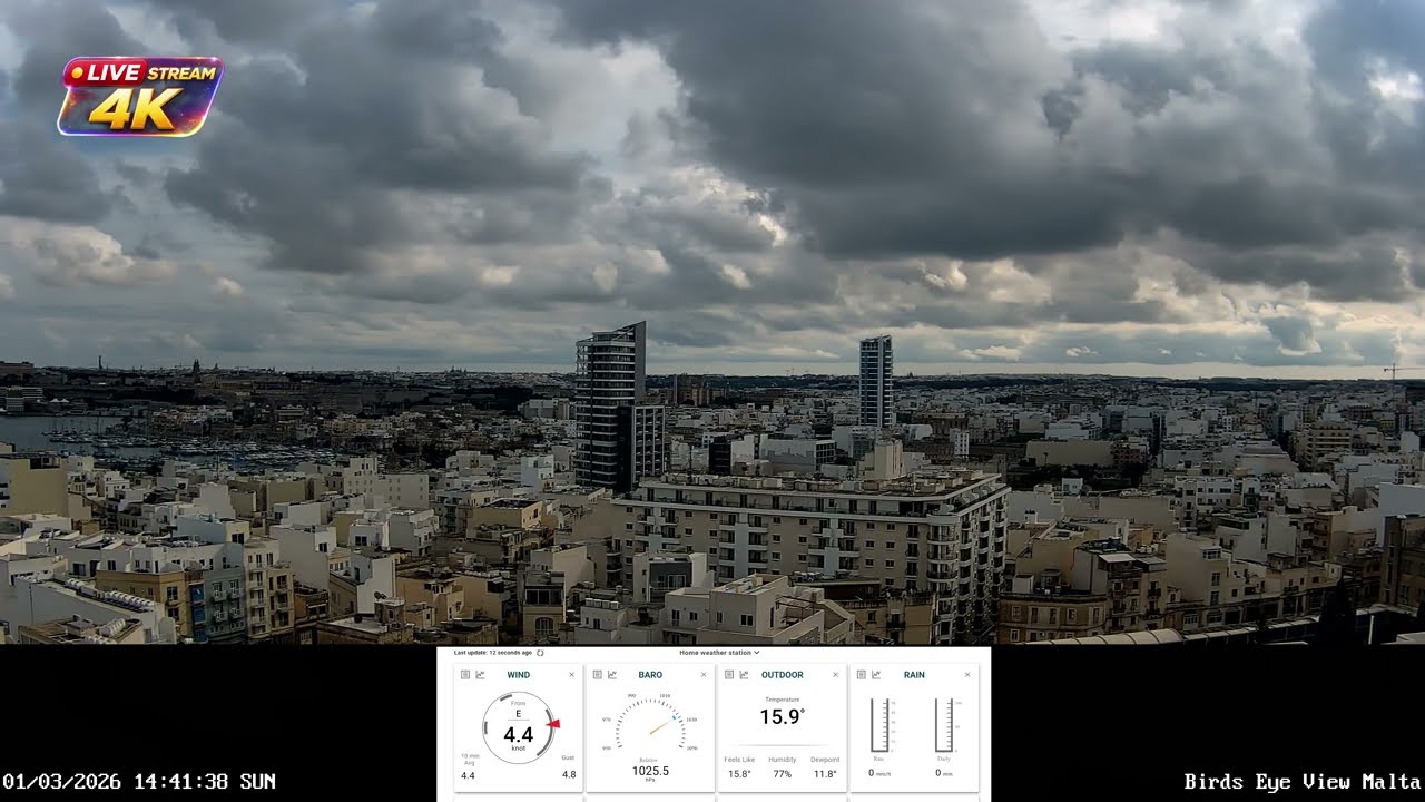 Malta Cam 4K - Real City Sound - 24/7