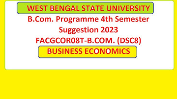 wbsu B Com  Programme 4th Semester  BUSINESS ECONOMICS Suggestion 2023