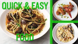 Jamies Quick And Easy Food Vone, Sticky Chicken Wings, Garlic Mushrooms,