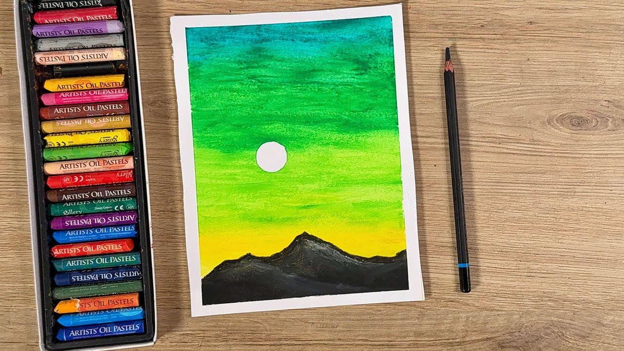 Beautiful Mountain Landscape with Oil Pastels | Simple Art Tutorial