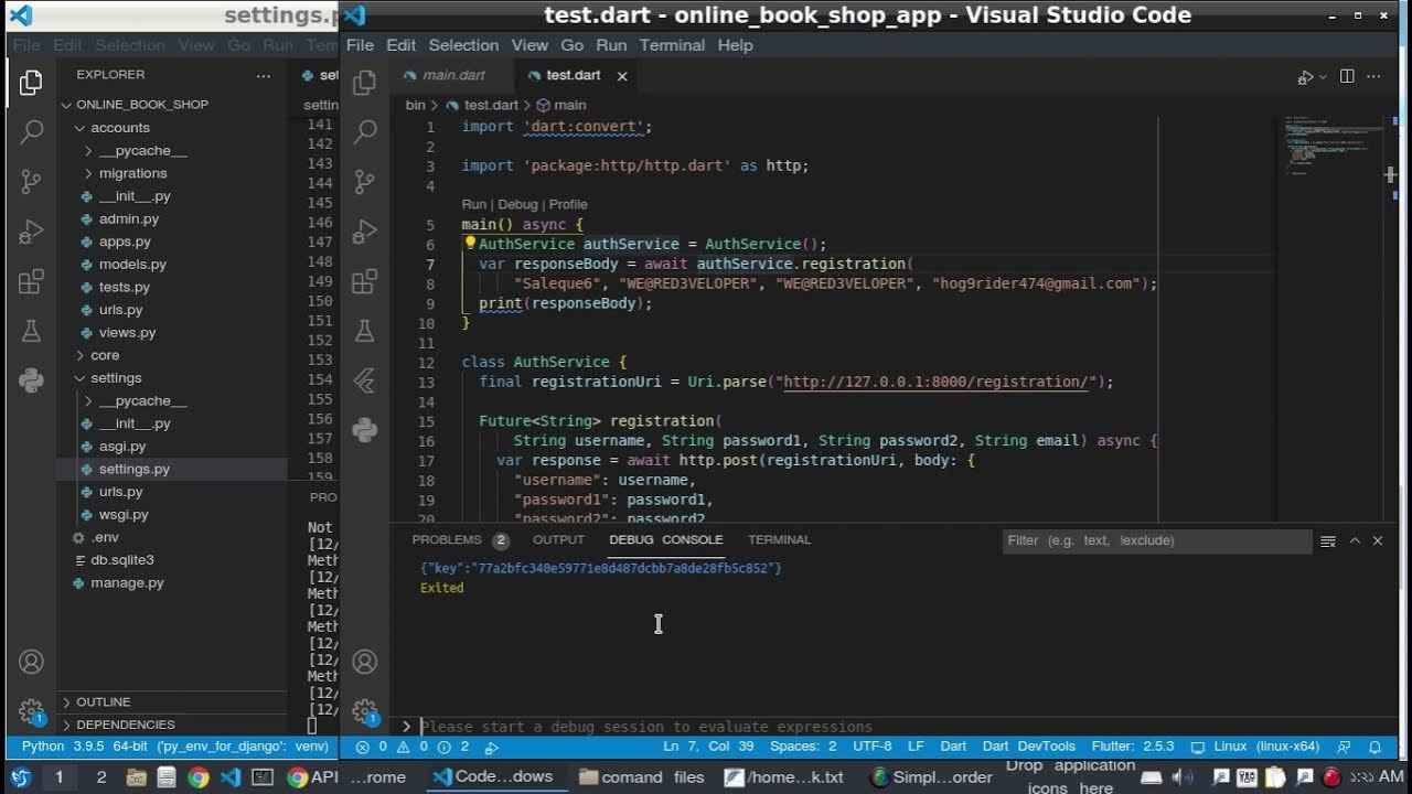 Add Authentication API to Flutter | Django + Flutter Ultimate course ...