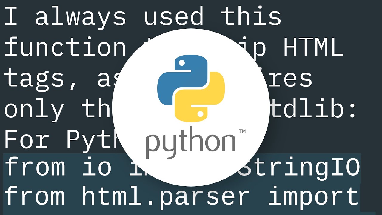 Strip HTML from strings in Python - YouTube