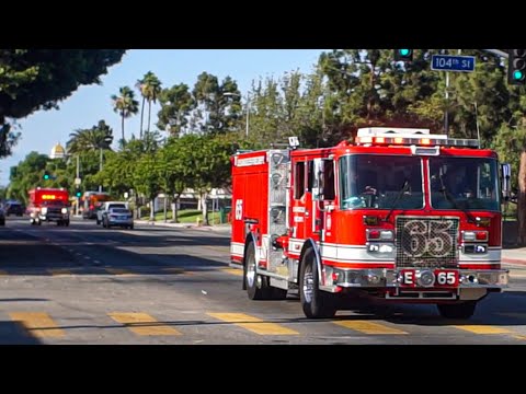 LAFD Battalion 13, Engine 64, Engine 65 & Rescue 865 Responding 
