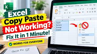 Excel Copy Paste Not Working Fix It in 1 Minute! Windows 10 or 11, any computer Laptop, any version