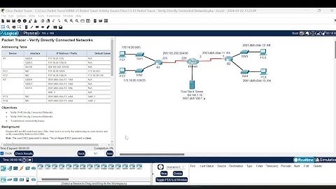 1.5.10 Packet Tracer - Verify Directly Connected Networks.pka