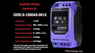 ODE-3-120043-3012 – 1HP, 4.3A, 200V-240V, Three Phase – Invertek Optidrive E3