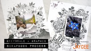 How to Make 2 Graphic and Greyscale Scrapbook Layouts | Altenew Perfect Pairings with Jaycee