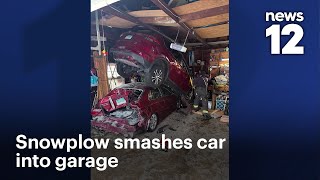 Out-Of-Control Snowplow Crashes Into Parked Car And Through Garage News 12
