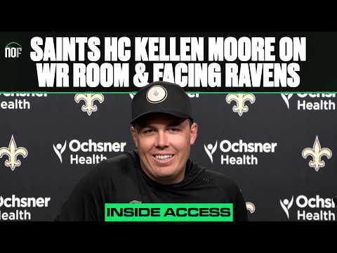 Saints HC Kellen Moore on slow start vs Lions, preparing for Derrick Henry and Ravens, WR room