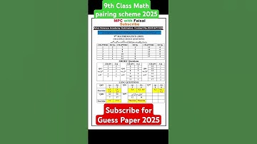 9th Class math pairing scheme 2025  | pairing scheme 9th class 2025 all subjects