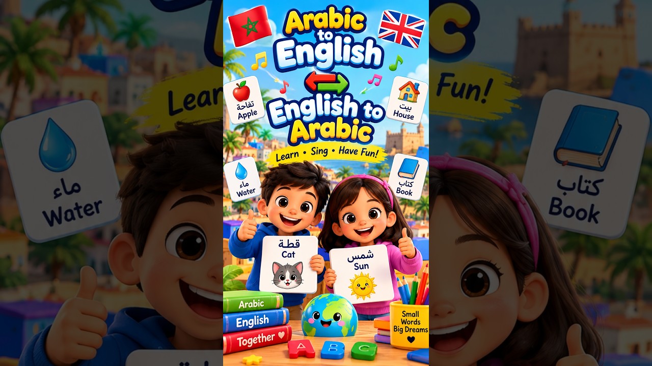 Arabic to English🌍English to Arabic | Learn English & Arabic Kids🎵 أطفال يتعلمون الإنجليزية والعربية
