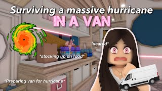 Surviving a MASSIVE Hurricane in a VAN!*ALONE*|bloxburg roleplay|w/voices