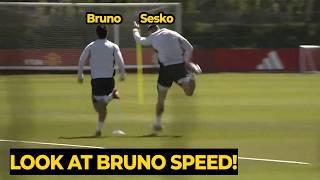 Bruno Fernandes Beats Benjamin Sesko In A Crazy Sprint Duel In Training Ahead Of Brentford Clash
