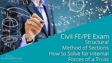 Civil FE/PE Exam - Structural - Method of Sections - How to Solve for Internal Forces of a Truss