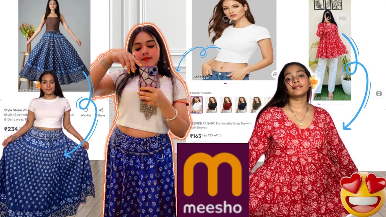 🌷Meesho 💞under 200 ₹ 😱 only 🤷🏻‍♀️ Skirt ,kurti or, Crop top 😘😍#review #meesho 