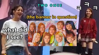 twice's hilarious reaction when seeing jyp banner from indonesian once 😂