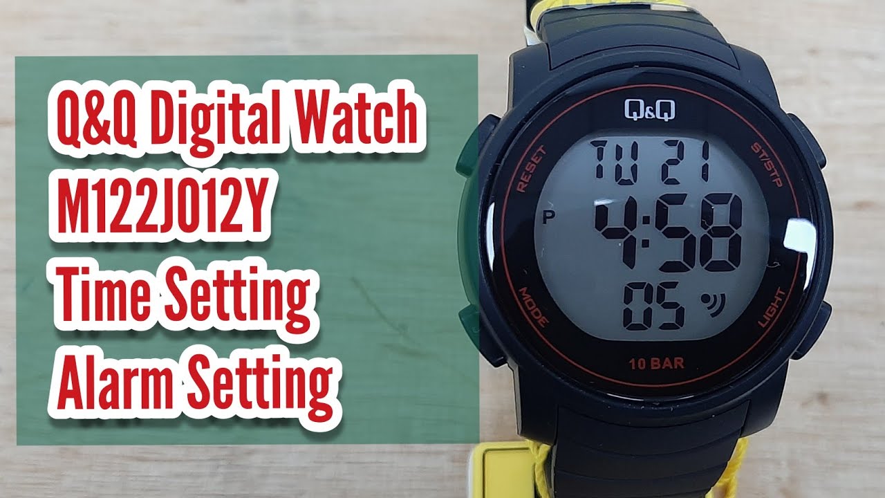 How To Setting Time and Alarm Q&Q M122J012Y Digital Watch | Watch Repair  Channel - YouTube