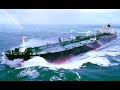 Big Oil Tanker Ships Passed Waves In Huge Storm