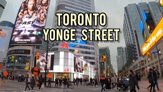 Toronto Saturday Yonge & Dundas Square, Downtown Walking Tour Canada 4k