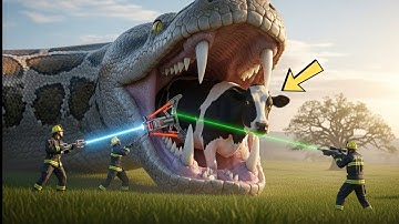 Brave heroes battle a giant python to save an innocent cow