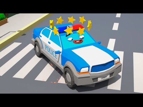 Trator toca trompete  Carros para crianças - 3D Desenhos animados