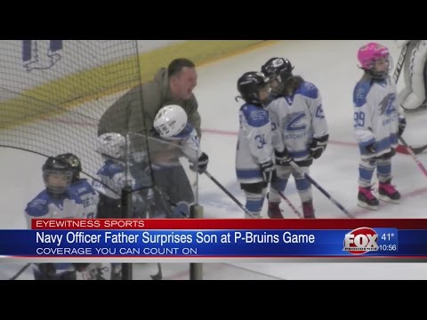 Navy Dad Surprises Son at P-Bruins Game