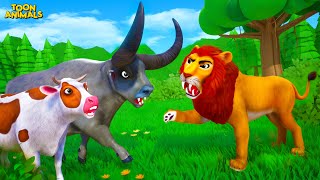 Cow & Bull Face Off With Lion Family In An Epic Jungle Chase
