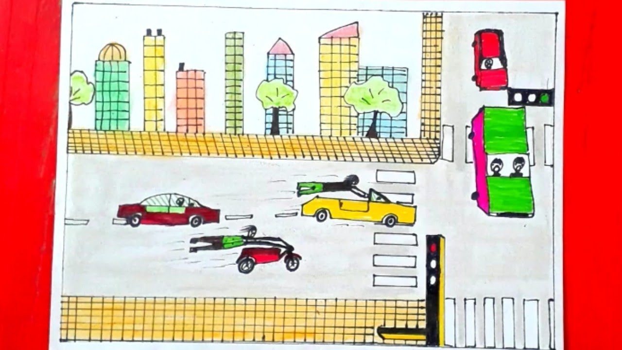 Draw traffic safety - which cars, violations, rules, traffic - YouTube