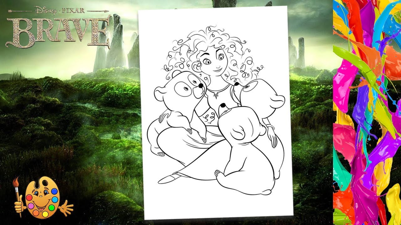 Coloring Brave : Merida with Brothers Harris, Hubert, and Hamish ...