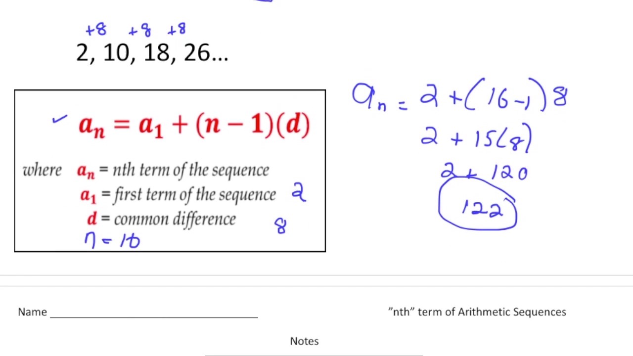 "nth" term (Arithmetic Sequences) - YouTube