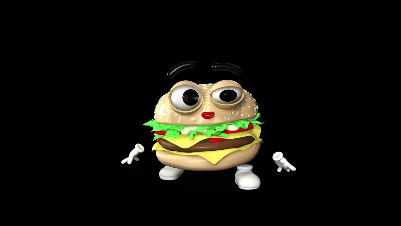 Crazy 02 Burger   Character Free Alpha Channel Stock Video on Transparent Background