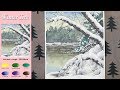 Basic Landscape Watercolor - Winter Tree (sketch & color mixing, Arches rough)