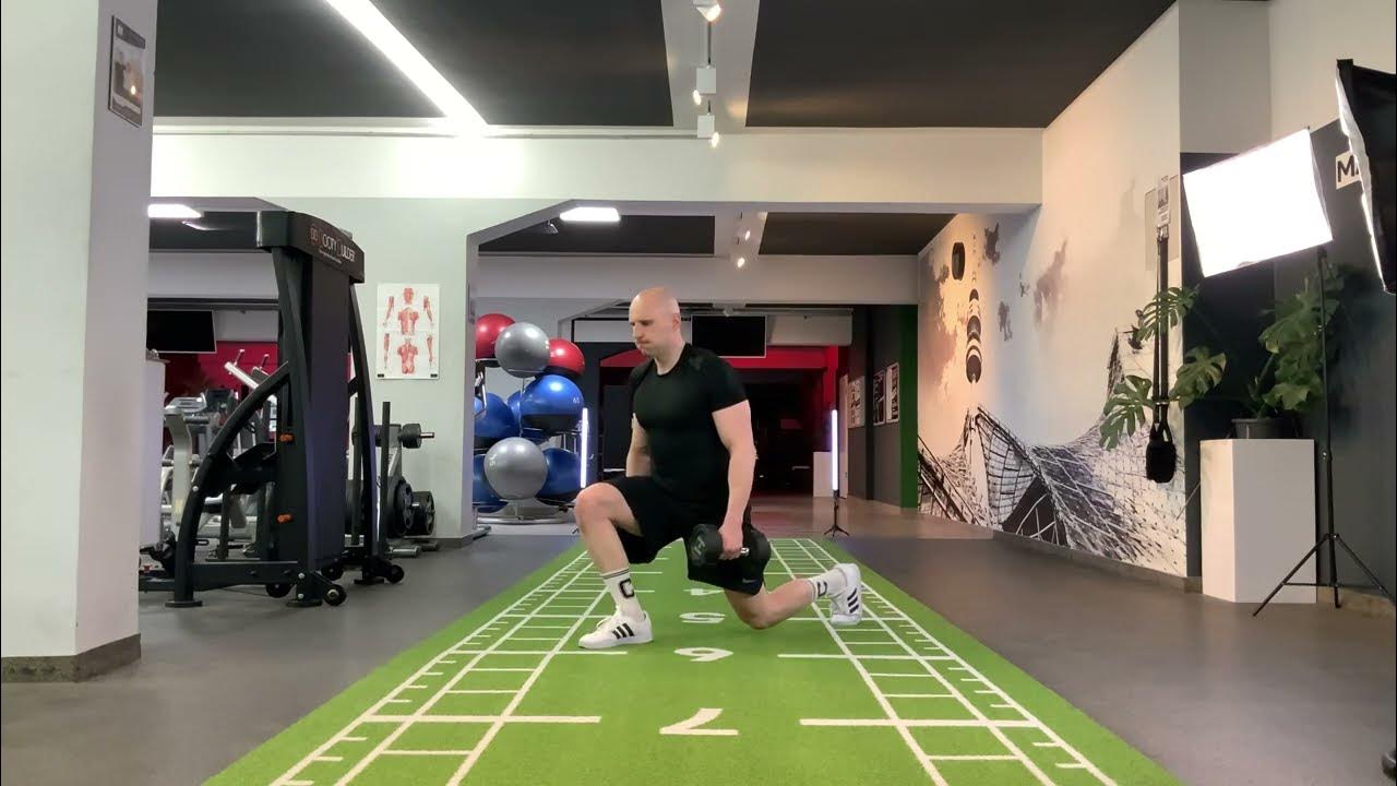 0198 | 2DB Beside Hold Alternating Forward Lunge - YouTube