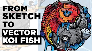 From Sketch To Vector Koi Fish Yin Yang Image Adobe Illustrator