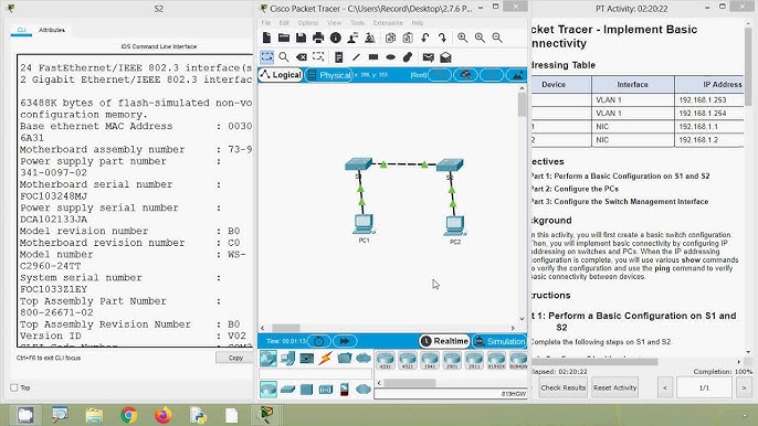 2.5.5 Packet Tracer - Configure Initial Switch Settings - YouTube