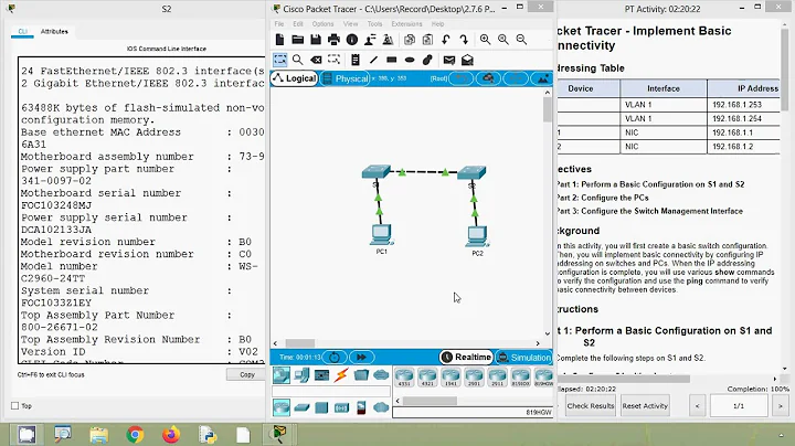 2.7.6 Packet Tracer - Implement Basic Connectivity