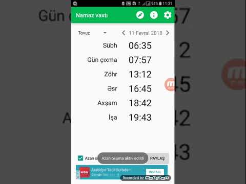 Anderoid  Namaz vaxtlari proqrami