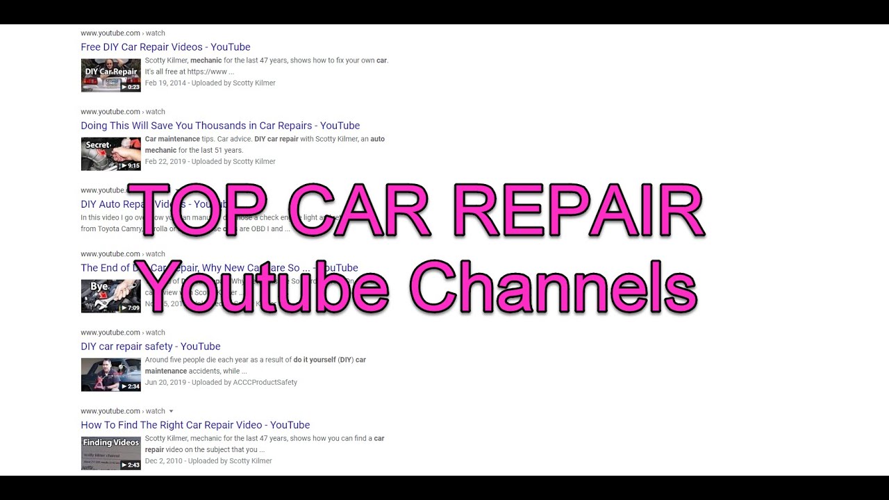 TOP 5 Car Repair Channels and Good Online Part Store YouTube