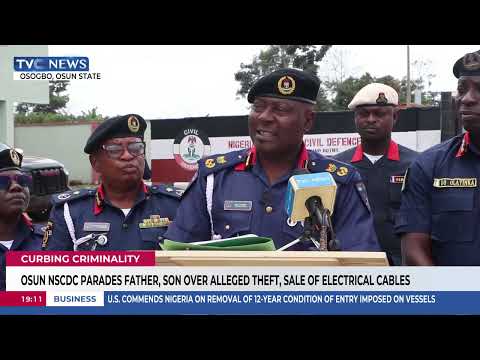 Osun NSCDC Parades Father, Son Over Alleged Theft, Sale of Electrical Cables