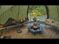 Forest Camping In Rain With My Dog New Hot Tent The Sound Of Rain ASMR