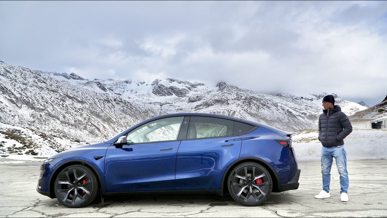 Тест-драйв Tesla Model Y Performance 2025 года в Швейцарских Альпах