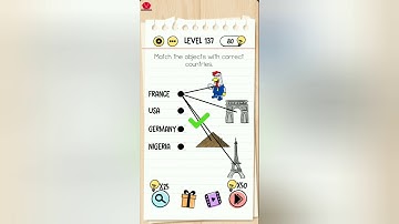 Brain Test Level 137 match the objects with correct countries