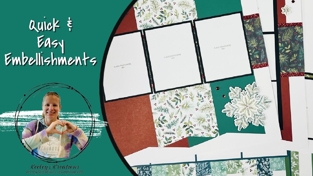 Quick & Easy Embellishments Created in 4 Double-Page Elegant Pine Snowflakes Layouts Process Video